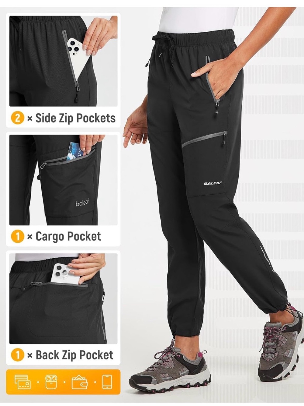 Baleaf Women’s Black Lightweight Hiking Pants XS Never Worn